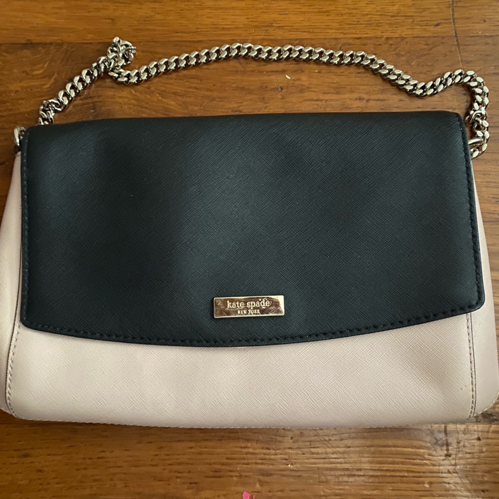 Kate Spade Black and Cream Chain Crossbody Bag